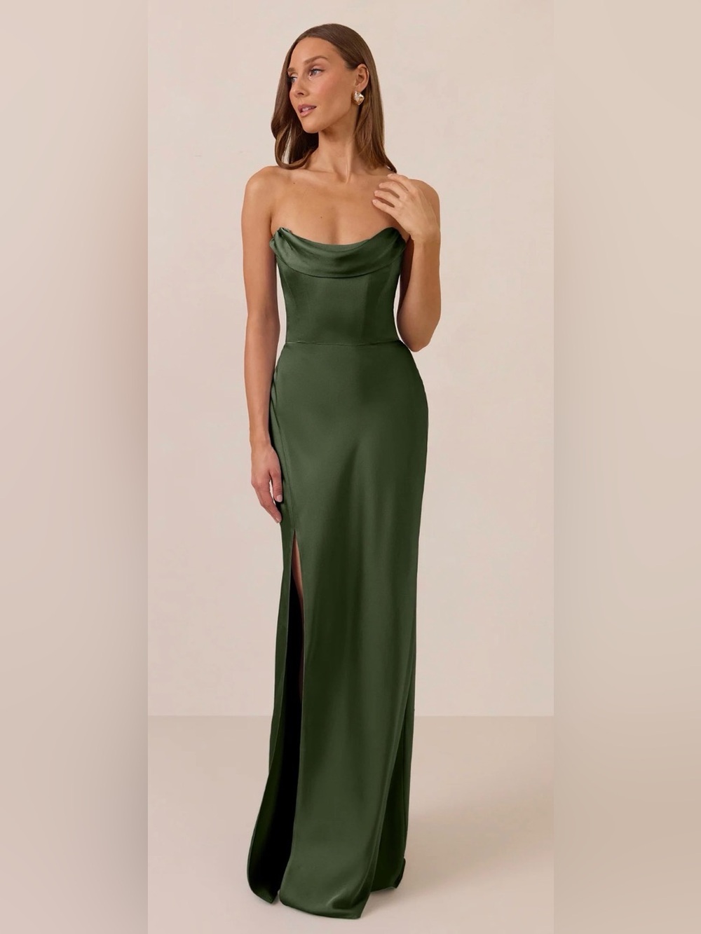 Prescott Dress-Dark Olive Satin